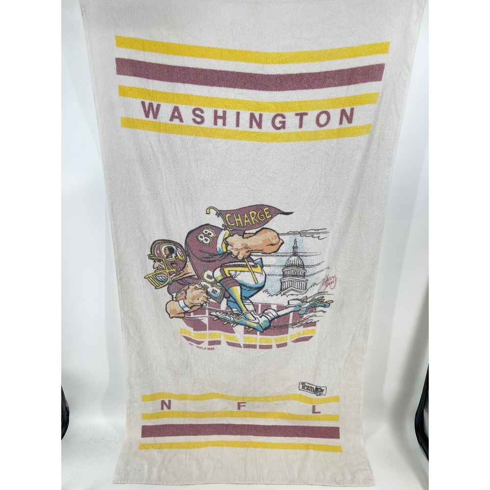 NFL Washington Redskins Beach 80's Towel White Graphic USA Made VTG Rare